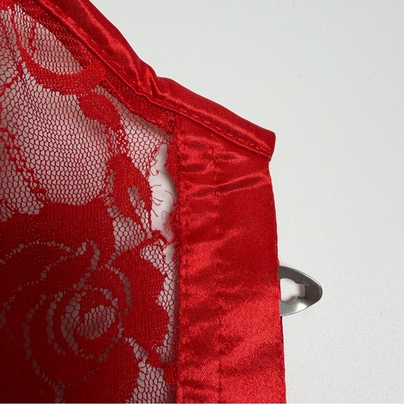 FINAL PRICE! Red Lace Corset Romantic Glam Lace Up Waist Cincher Size Large - Picture 8 of 16